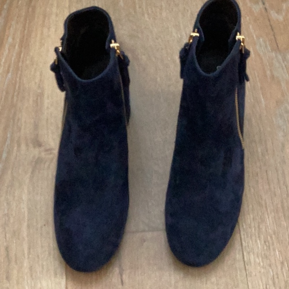 Cole Haan OS blue suede ankle boot.